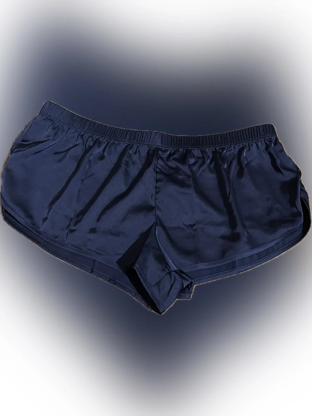 Ekouaer Large navy blue satin pajama shorts